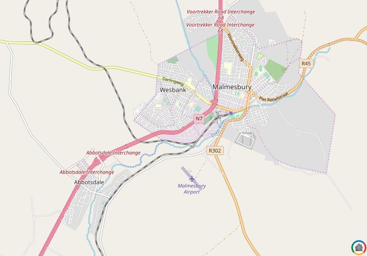 Map location of Malmesbury